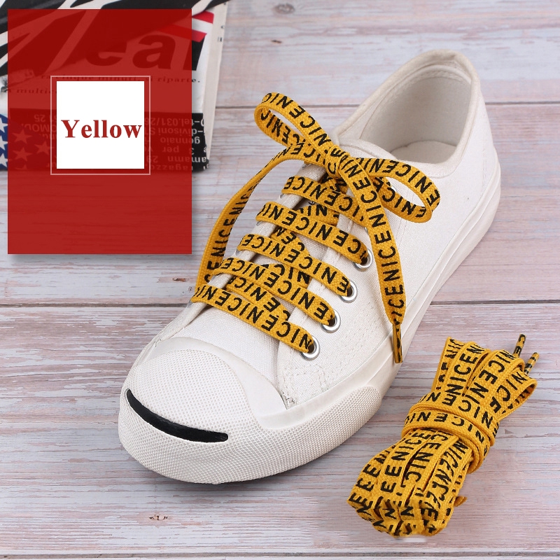1 Pair Printing Letter Printed Flat Shoe Lace Length Canvas Sneakers Shoelaces #4
