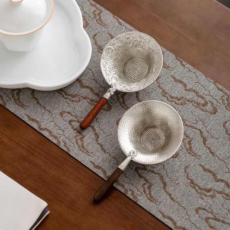 Pure Tin Tea Drain Tea Strainer Tea Strainer Ebony Handle Kung Fu Tea Set Tea Ceremony Accessories F