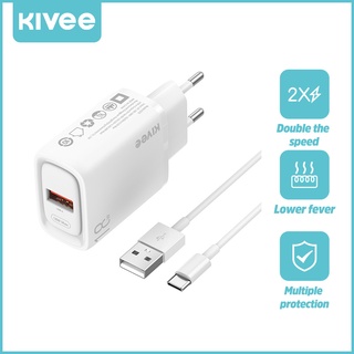 KIVEE ที่ชาร์จเร็ว 18w ที่ชาร์จเร็ว QC3.0 สายชาร์จ TYPE-C + ชุดอะแดปเตอร์