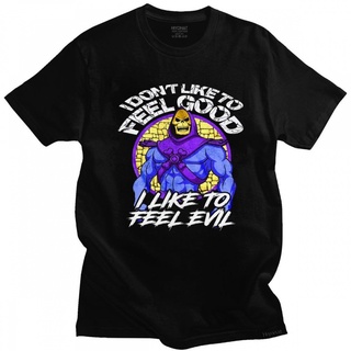 เสื้อยืดผ้าฝ้าย เสื้อยืดแขนสั้น ผ้าฝ้าย พิมพ์ลาย Skeletor I Like To Feel Evil Tee Shit He-Man And The Masters Of The Uni