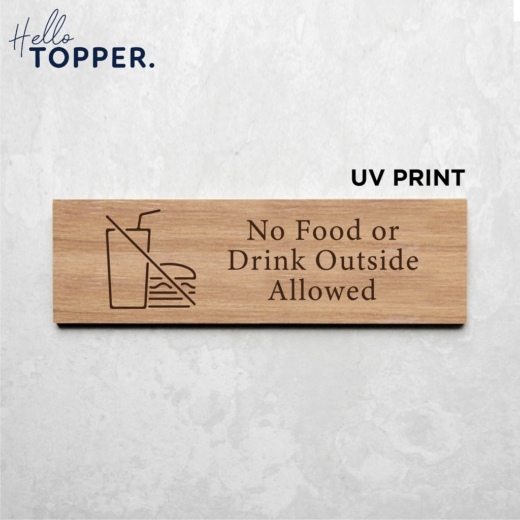 No Food Outside Allowed Sign Board UV Print Wood - ป้ายสไตล์เกียวโต