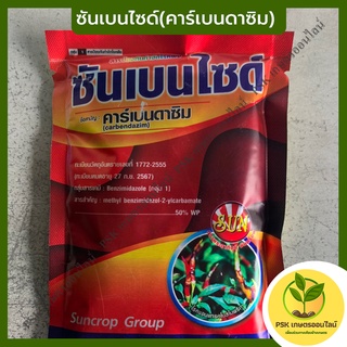 ซันเบนไซด์(คาร์เบนดาซิม)100กรัม ป้องกันกำจัดเชื้อรา ใบไหม้ กาบใบแห้ง โรคใบจุด ผลเน่า โรคราแป้ง (PSK เกษตรออนไลน์)