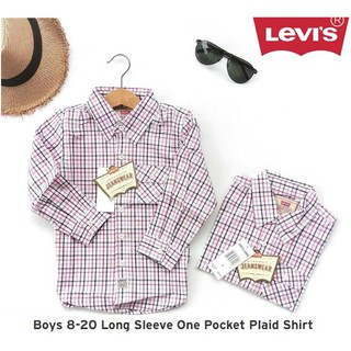 Boys Long Sleeve One Pocket Plaid Shirt แบรนด์ Levi’s®