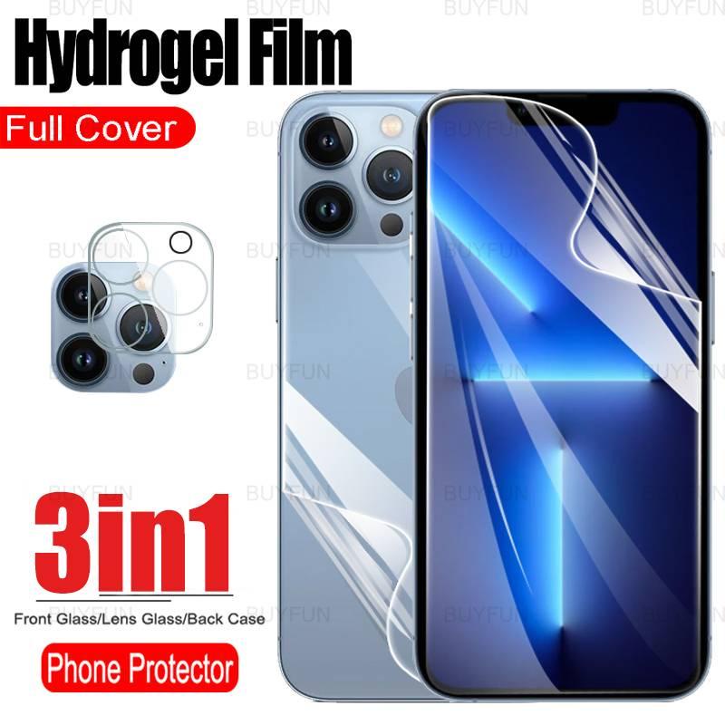 3in1 Hydrogel ฟิล์มสําหรับ iPhone 11 12 13 Pro Max Mini iPhone13 iPhone13Pro iPhone13ProMax ด้านหน้า