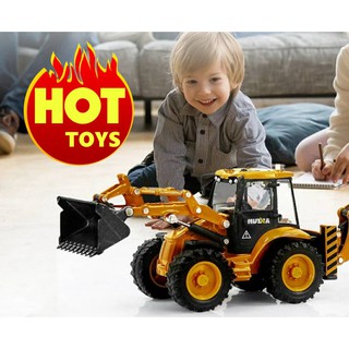 🔥🔥โมเดลรถก่สร้าง BACKHOE LOADER ตักดิน+รถไถดิน Scale 1:50 เหมือนของจริง ของเล่นเพื่อการสะสม โมเดลรถเหล็ก