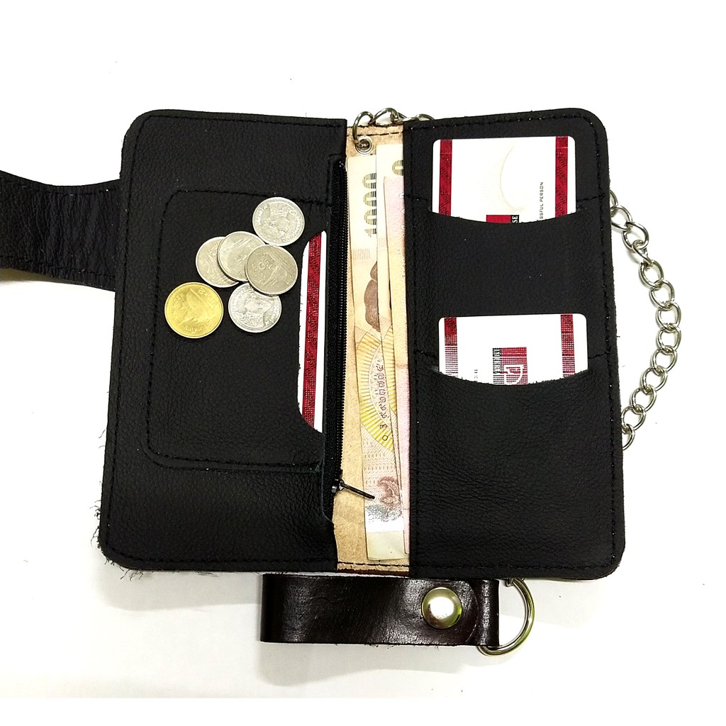 กระเป๋าสตางค์หนังตอกลายรุ่นพรีเมี่ยม แถมโซ่ และสายหนังถัก มีบริการเก็บปลายทาง - รูปที่ 6