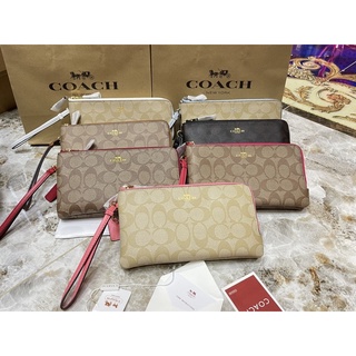 พร้อมส่ง🥰รุ่นหายาก🎉 COACH DOUBLE ZIP WALLET คล้องมือ Size L 2ซิป(COACH F87587) คุณภาพสูง