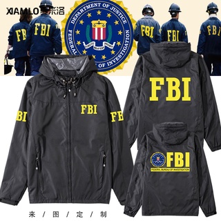 Yixi FBI อเมริกัน FBI FBI ตัวแทนภาพยนตร์ อุปกรณ์ต่อพ่วง เสื้อแจ็กเก็ต เสื้อกันลม ผู้ชาย ผู้หญิง เสื้อแจ็กเก็ต กันลม เสื้อผ้า พร้อมส่ง