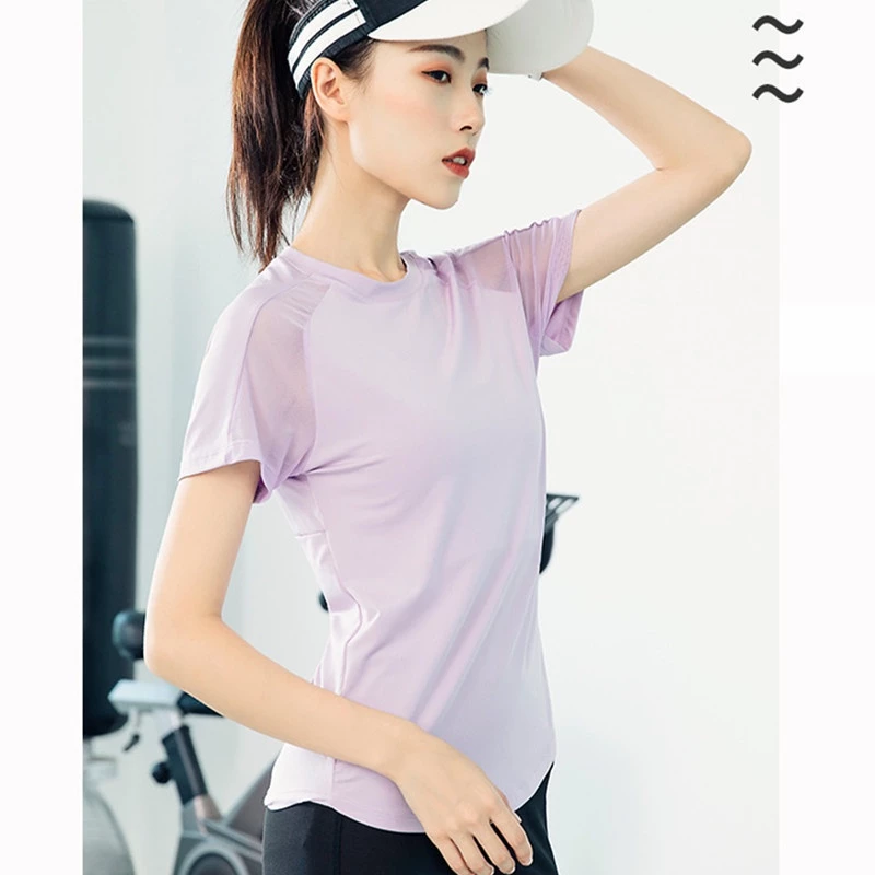 เสื้อยืดแขนสั้น แห้งเร็ว สำหรับผู้หญิง โยคะ ฟิตเนส วิ่ง thumbnail 5