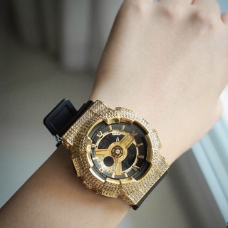 Baby-G BlingBling  Ba-110-1ADR  ดำทอง  กรอบเพชรประกันศูนย์central 1 ปี