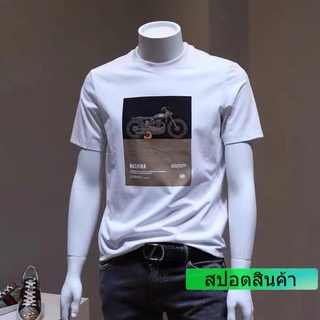 เสื้อยืดแขนสั้น ผ้าฝ้าย พิมพ์ลาย แบบเรียบง่าย แฟชั่นฤดูร้อน สําหรับผู้ชาย