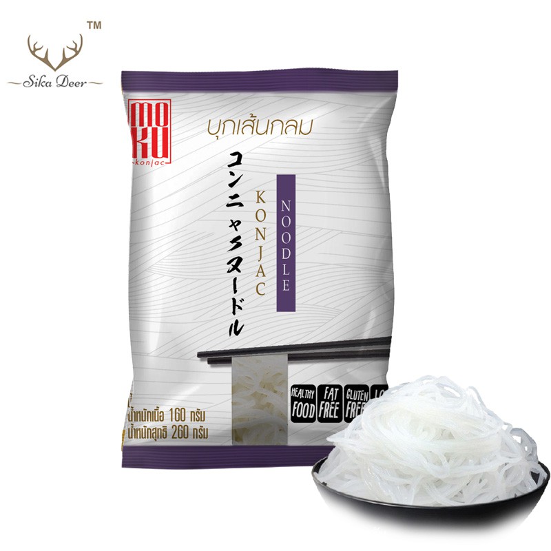 MOKU บุกเส้นกลม 160 กรัม (FK0099-1) เส้นขนมจีน เส้นบุก บุกเพื่อสุขภาพ ไม่มีแป้ง คีโต ก๋วยเตี๋ยว Konjac noodle
