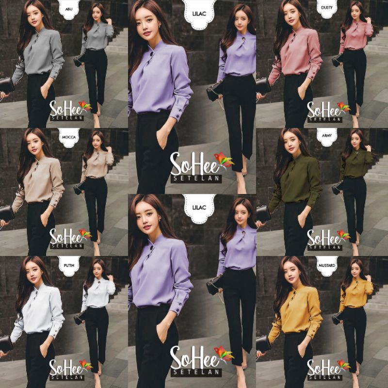 St SOHEE/ชุดสํานักงานของผู้หญิงสไตล์เกาหลี SOHEE MOSCREPE ชุด/KOREAN ONE SET