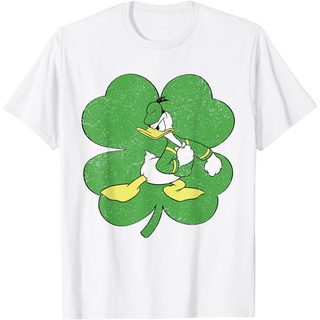 เสื้อยืดผ้าฝ้ายพิมพ์ลายขายดี เสื้อผ้าผู้ใหญ่ ลายการ์ตูนดิสนีย์ Donald Duck Shamrock St. เสื้อยืด พิมพ์ลาย Patricks Day