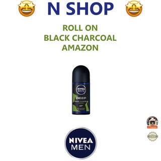 🌟 ลูกกลิ้ง ชาย นีเวีย NIVEA MEN DEEP BLACK CHARCOAL AMAZON ROLL ON 50ml.