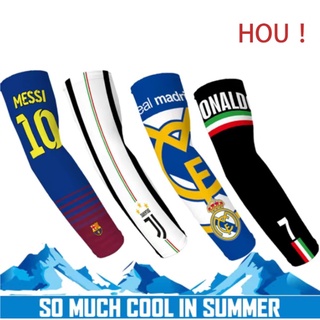 ฟุตบอล Icy Sunscreen Sleeve บาร์เซโลนา Real Madrid Juventus Mens Summer Tattoo ขี่กีฬา Arm Cover บาสเกตบอล Arm Guard