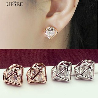 ต่างหูกระดุมประดับ Cubic Zirconia สำหรับผู้หญิง