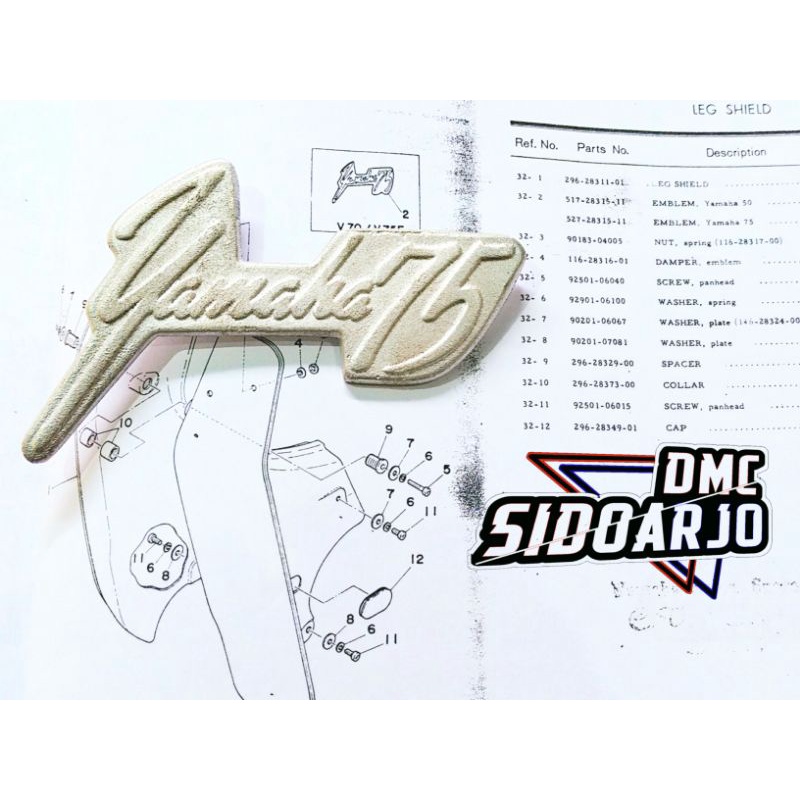 โลโก้ EMBLEM LEGSHIELD LEXIL LEGSIL WINGS YAMAHA V70 V75 V75dx V 70 75 DX . รีโปรใหม่