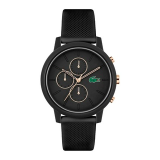 LACOSTE 12.12 Chrono รุ่น LC2011247 นาฬิกาข้อมือผู้ชาย สายซิลิโคน สีดำ หน้าปัด 43 มม.