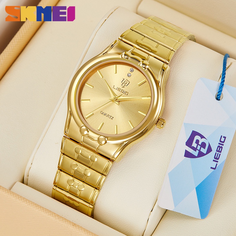 Pimrypie แนะนำ】เกาะแต่งหรูหรา PIMRYPIE  แนะนำ SKMEI×LIEBIG นาฬิกา กันน้ำ 30M สแตนเลสเงินทอง รับประกัน 1 ปี