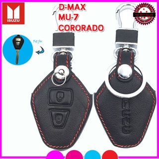 ปลอกกุญแจรีโมทรถอีซูซุD-MAX/ MU-7/ COLORADO เคสหนังแท้หุ้มรีโมทกันกระแทก ซองหนังแท้ใส่กุญแจกันรอย ปลอกหนังดำ ด้ายแดง