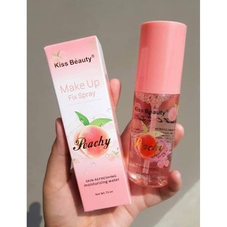 Kiss Beauty Make Up Fix Spray No.2166 สเปรย์พีช สเปรย์น้ำแร่ หอมกลิ่นพีช สเปรย์น้ำแร่ล็อคเครื่องสำอาง ให้ติดทนนาน 75 ml.