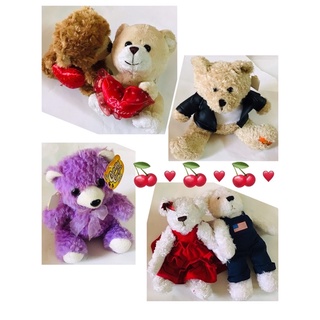 🧸ตุ๊กตาหมี 6 หมีตุ๊กตา🥰น่ารัก🐻มือสอง สะอาด ประกอบด้วยคู่รักหมีคู่ไฮโซขนปุยสวยหรู หมีคู่ส่งใจนุ่มนิ่มฟู หมีเท่ห์ หมีม่วง