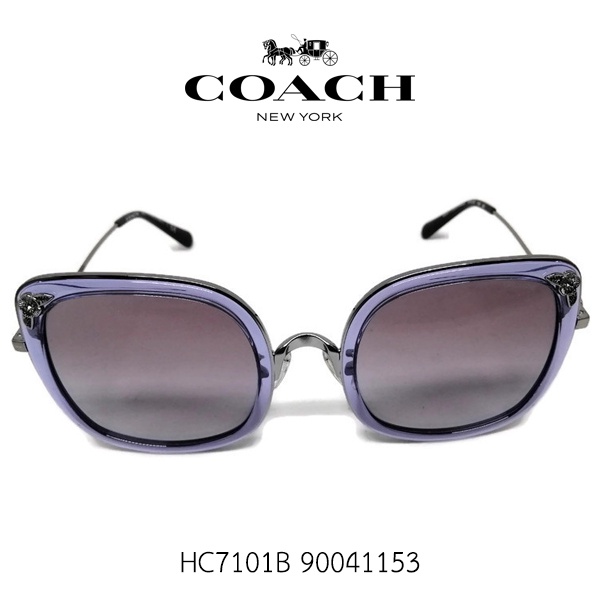 แว่นตากันแดด COACH รุ่น HC7101B 90041153 Shiny Gunmetal Transp Purple Plastic Grey Gradient