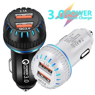 3.1a USB Car Charger ชาร์จเร็ว 2 พอร์ต QC 3.0 ชาร์จเร็ว อะแดปเตอร์ชาร์จโทรศัพท์มือถือในรถ ขนาดเล็ก