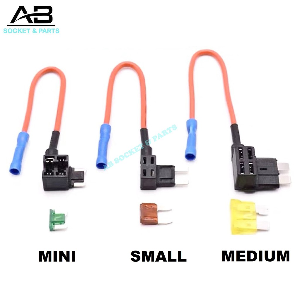 Mini Small Medium Standard Car Lorry Fuse Tap Holder Quick Joint Cable Add Circuit Kit (ฟรี 10A FUSE