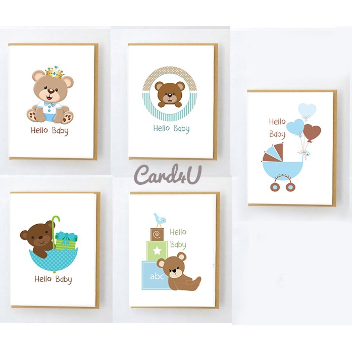 (พร้อมส่ง) การ์ดอวยพรวันเกิดเด็กทารก Hello Little One @8.40 Baht/แผ่น 5 แผ่น+ซอง