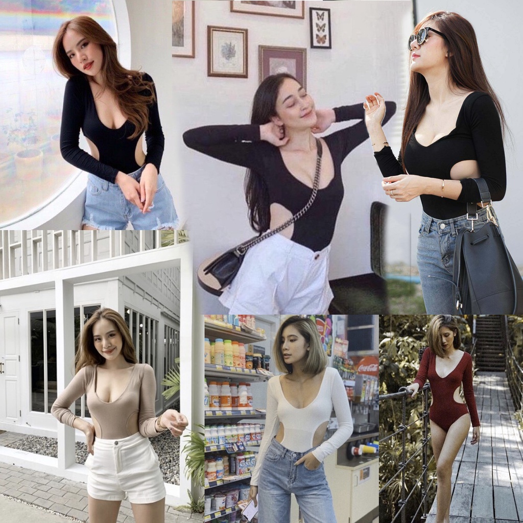 🎉nidnoomstudio👕🚀Bodysuit บอดี้สูทเว้าเอว แขนยาว สายฝอ ไม่ควรพลาดเฟี้ยวเปรี้ยวสุดๆ เป้าแป๊กกระดุมนะจ๊ะ ทีเด็ดค่ะ (260)