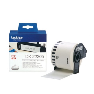 Brother DK-22205 DK TAPE เทปกระดาษต่อเนื่องขนาด 62 มม x 30.48 เมตร พื้นสีขาว อักษร สีดำ