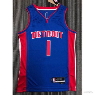 เสื้อกีฬาบาสเก็ตบอล แขนกุด ลายทีม ACE NBA Jersey Detroit Piston No.1 Iverson สไตล์คลาสสิก พลัสไซซ์