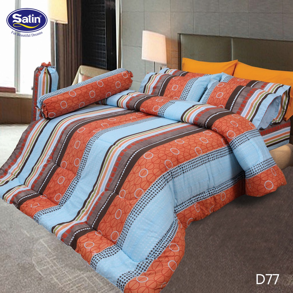 [FACTORY SALE 70%] Satin ผ้าปูที่นอน 5 ฟุต 5 ชิ้น (ไม่รวมผ้านวม) No.D77 For Beautiful Dream
