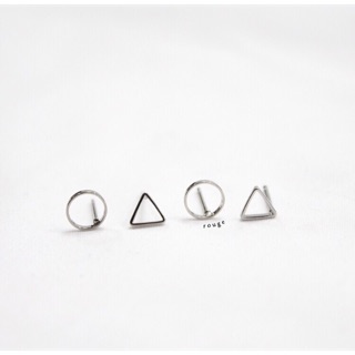 [พร้อมส่ง] ต่างหู Silver hollow circle/ hollow triangle💫 ✨Nickel Free ไม่แพ้ไม่คัน (มีบริการห่อของขวัญฟรี)