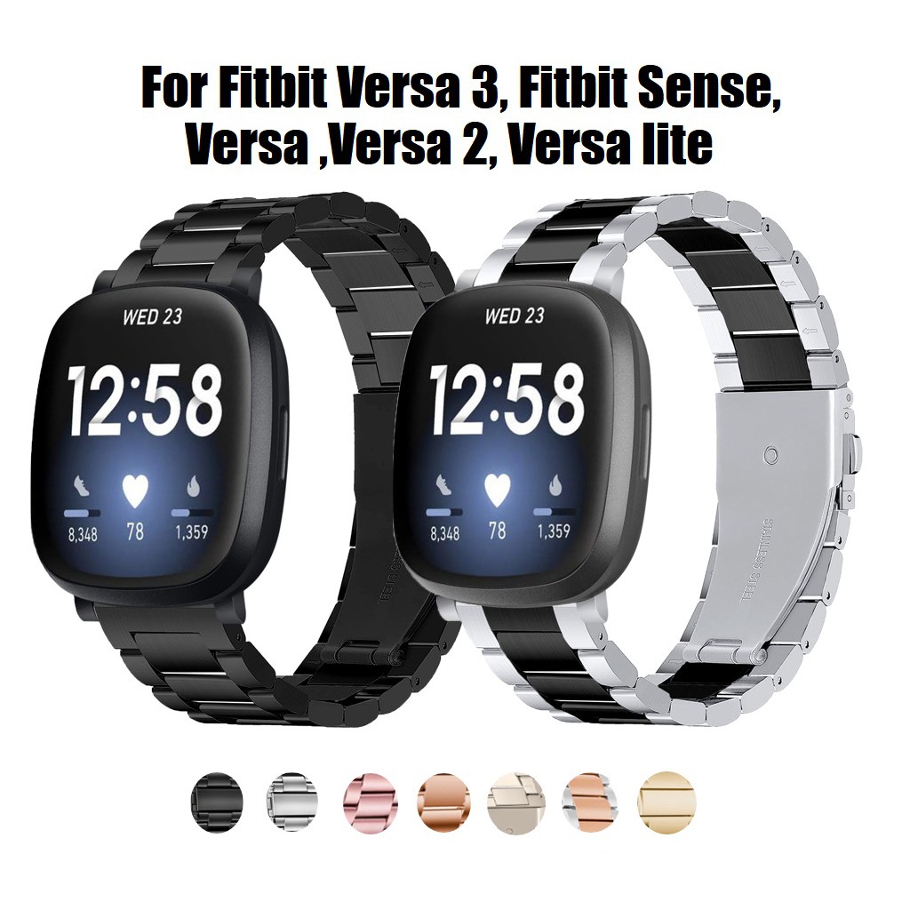 สาย Fitbit Versa 3 / Fitbit Sense Strap Fitbit versa สายนาฬิกา  เหล็กกล้าไร้สนิม สาย Metal Watchband Replacement Wristband | Shopee Thailand