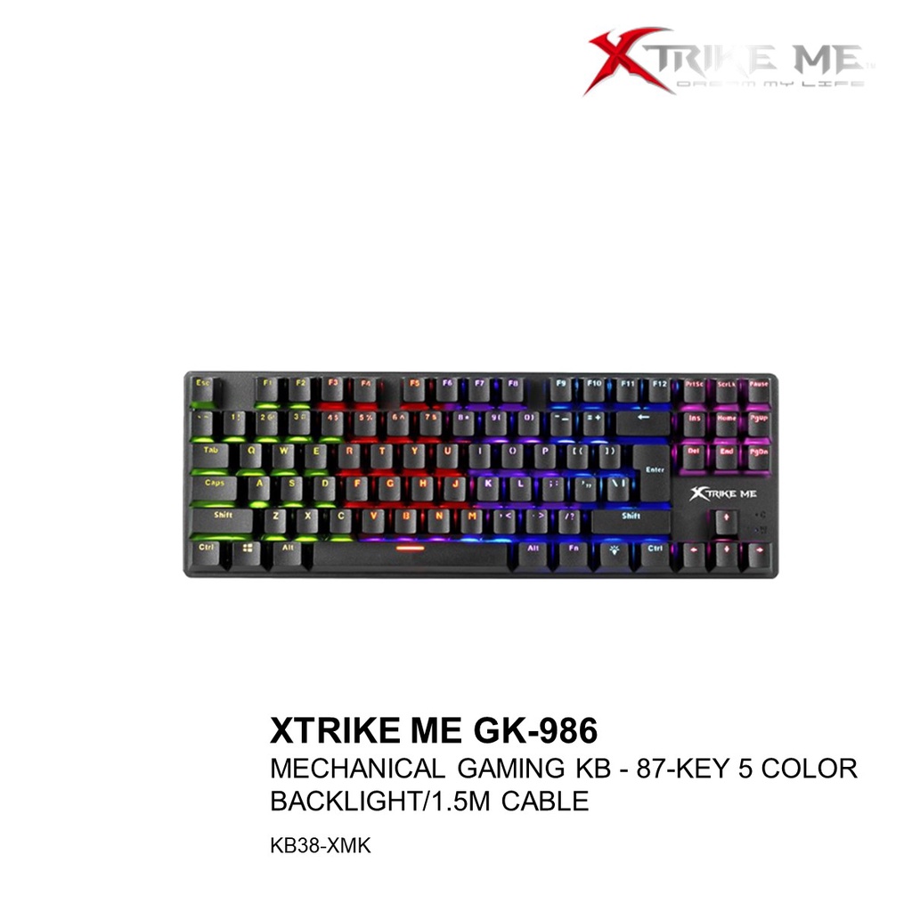 XTRIKE ME GK-986 MECHANICAL GAMING KB 887-KEY 5 สี BACKLIGHT/1.5M CABLE