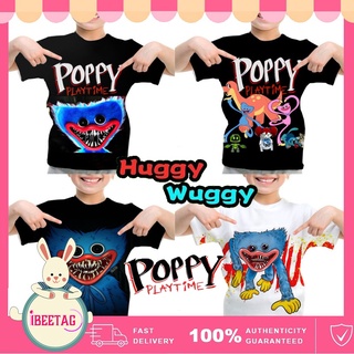 【Huggy Wuggy】เสื้อยืดแขนสั้น พิมพ์ลายการ์ตูนเกมป๊อปปี้ 3D แฟชั่นฤดูร้อน สําหรับเด็กผู้ชาย และเด็กผู้หญิง