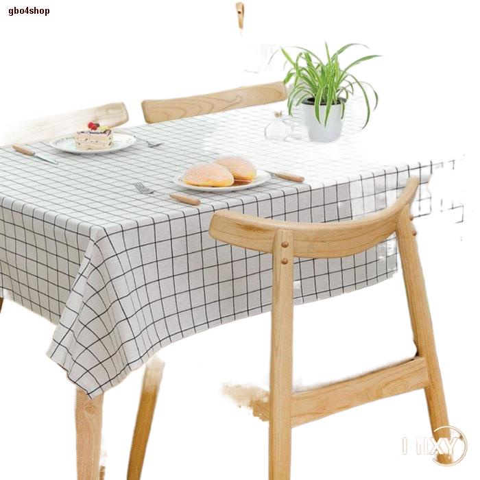 จุดกรุงเทพTHE PIIXY (พร้อมส่ง) ผ้าปูโต๊ะ ผ้าคลุมโต๊ะสี่เหลี่ยม ลายตาราง สีขาว ผ้าปูโต๊ะมินิมอล ผ้าปูโต๊ะทำงาน