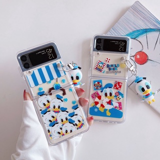 Samsung Galaxy Z Flip 3 5G การ์ตูนเซเลอร์โดนัลด์ดั๊ก พร้อมจี้ PC เคสแข็ง ใส กันกระแทก เคสโทรศัพท์ สร้างสรรค์