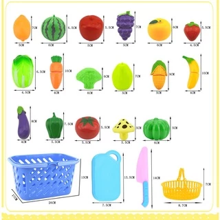 BHQ 23PCS ของเล่นผักและผล เด็กตัดผลไม้ ของเล่นเด็ก ของเล่นผลไม้ ผลไม้ปลอม ผักปลอม