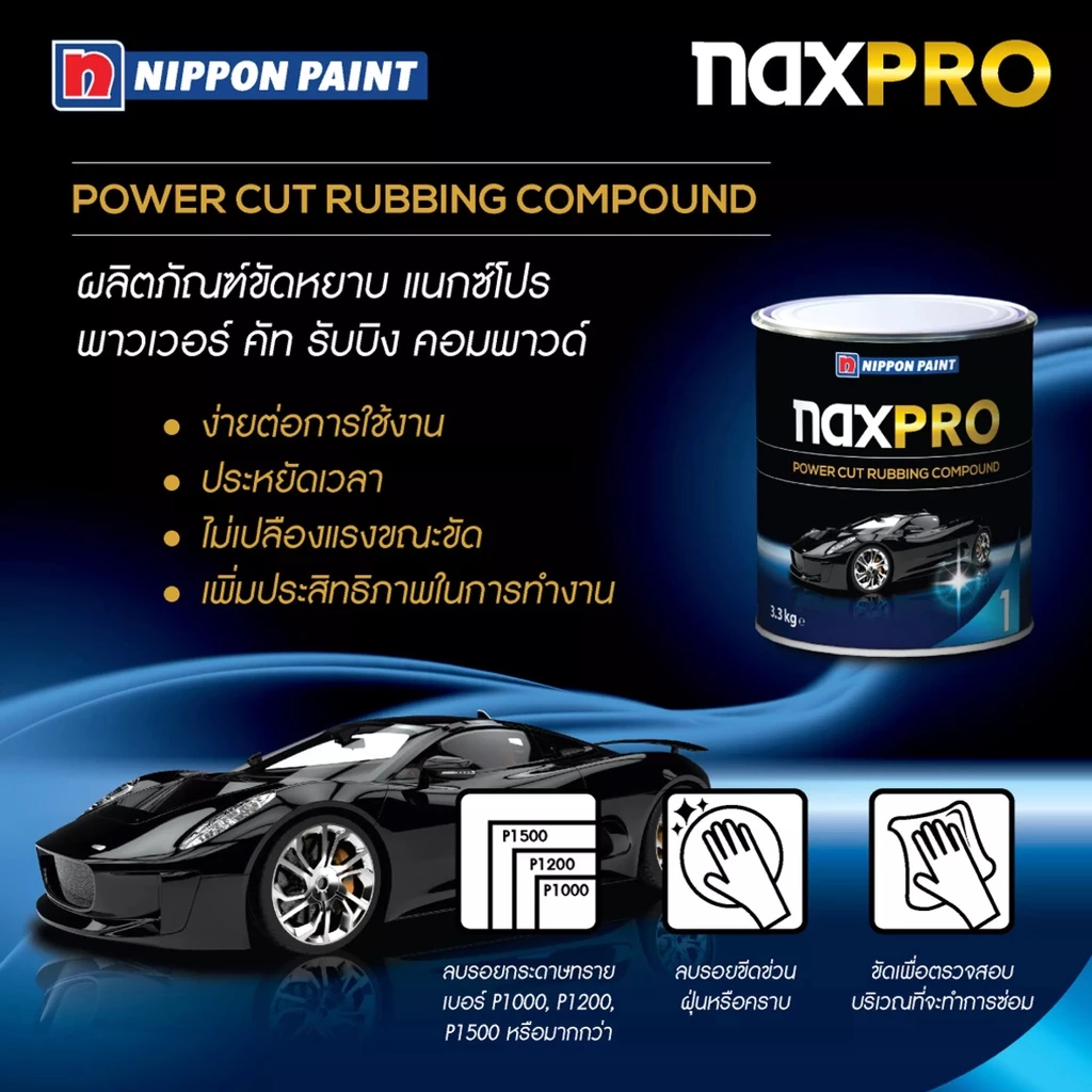 Naxpro Power Cut Rubbing Compound 0.5 Kg น้ำยาขัดหยาบสูตรน้ำมัน สำหรับลบรอยกระดาษทราย thumbnail 7