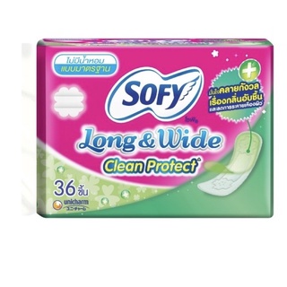 Sofy ผ้าอนามัยโซฟี long&amp;wide clean protect 1 แพค 36 ชิ้นพร้อมส่งค่ะ💯