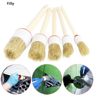 [FILLY] Wash Auto Care Interior Soft Bristle Car Brush Auto Detailing Wood Handle Tool DFG