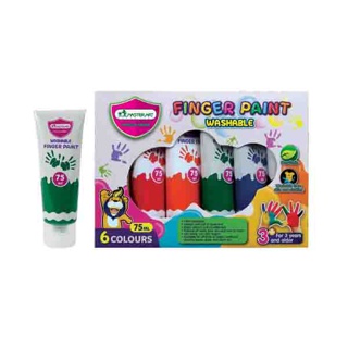 Master Art สีทามือ ฟิงเกอร์เพ้นท์ สีปลอดสารพิษสำหรับเด็ก ชนิดหลอดบีบ 75 ml. 6 สี เสริมพัฒนาการเด็กวัย 3 ขวบขึ้นไป
