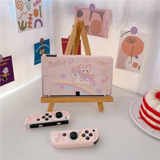 เคสซิลิโคน TPU แบบนิ่ม ลายม้าน่ารัก สีรุ้ง สําหรับ Nintendo Switch OLED