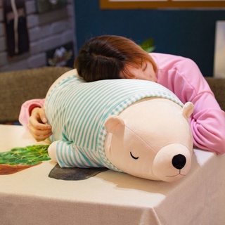 JFMM Polar Bear Plush Toy Soft Raccoon Pillow Sleeping Pillow Doll Figures Doll Children Gift Female【8Month29Day After】