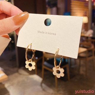 YUISTUDIO Earring Simple Advanced feeling INS temperament Earrings Metal Flower Earrings