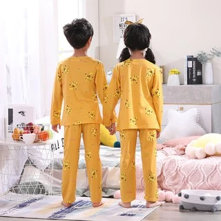 ขายร้อนเด็กชุดนอน baju Kawaii Pokemon การ์ตูนชาย Nightsuit แขนยาวรอบคอเด็กชุดนอน baju bidur lelaki